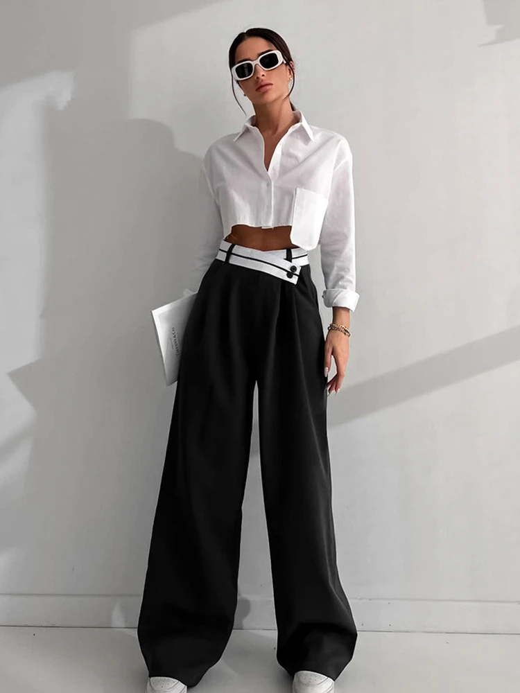 2023 Summer Spring Women Wig Leg Oversized Harem Pants Trousers Streetwear Patchwork High Waist Loose Fit Baggy Pants Cargo