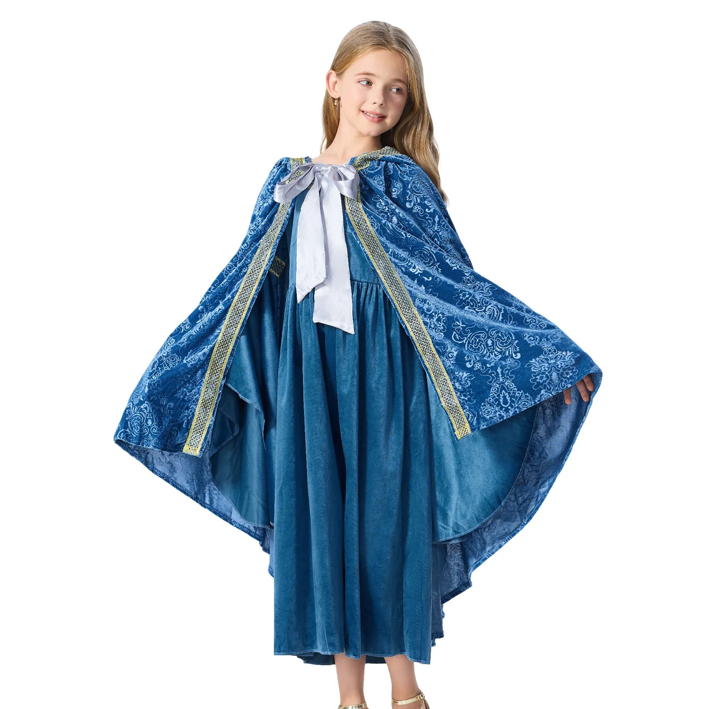 Medieval Cosplay Princess Dress Girls Elf Queen Costume Halloween Performance Outfit Fancy Dress Vintage Medieval Dresses Cloak