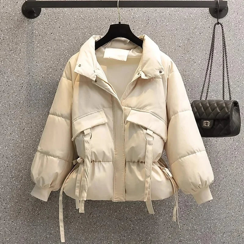 Winter New Warm Cotton Padded Coat Female Western Style Outwear Stand Collar Thick Bread Clothes Down Cotton Parkas Jacket Women