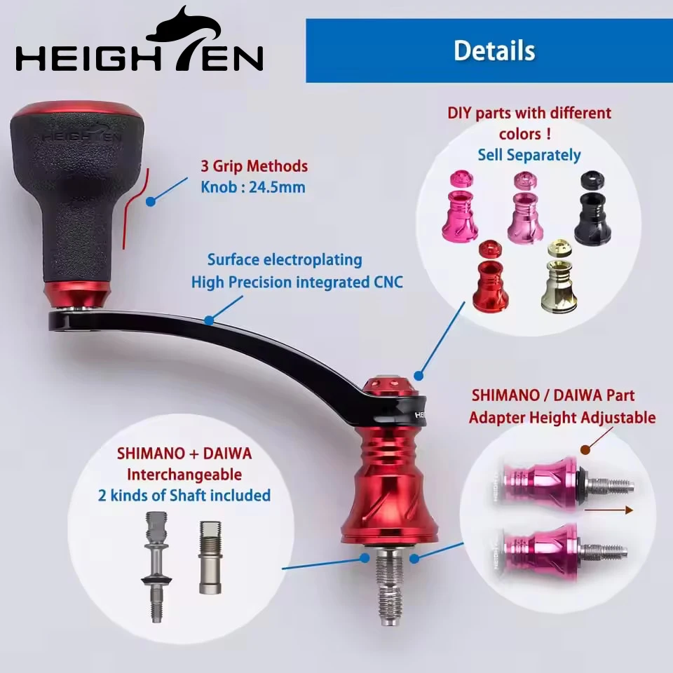 HEIGHTEN 56mm Reel Handle (With 24mm TPE Knob) for Shimano Twin
