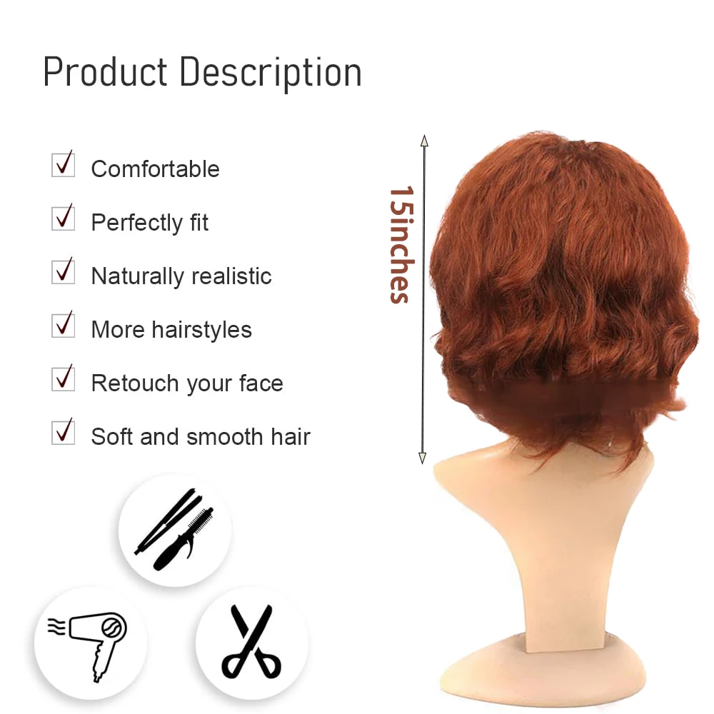 Black Widow Cosplay Kunsthaar, 15 Zoll, weinrotes, kurzes, lockiges Haar, geeignet für die tägliche Party, Cosplay, Hochtemperatur-Seidenperücke