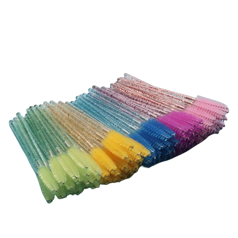 50pcs Disposable Crystal Eyelash Brush Eyebrow Comb Mascara Wands Applicators Microbrush Lash Extension Supplies Makeup Tools