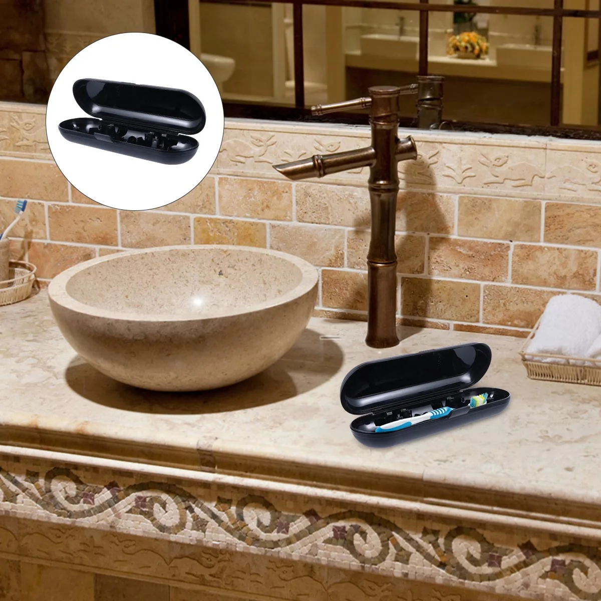 Custodia da viaggio per spazzolino da 2 pezzi, custodia per spazzolino elettrico in PP per uso alimentare, senza odore, porta spazzolino portatile, comodo per i viaggi