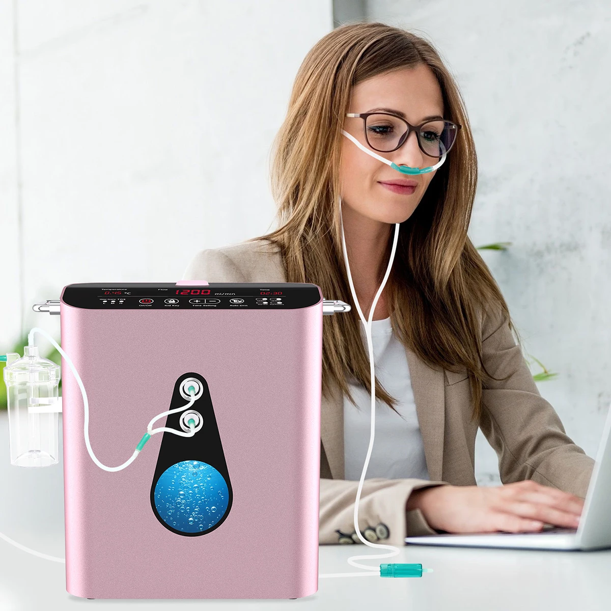 Suyzeko Premium 1200ML Hydrogen Inhaler Therapy Device:Hydrogen&Oxygen Inhalation Machine,O2 Concentrator&H2 Water Generator