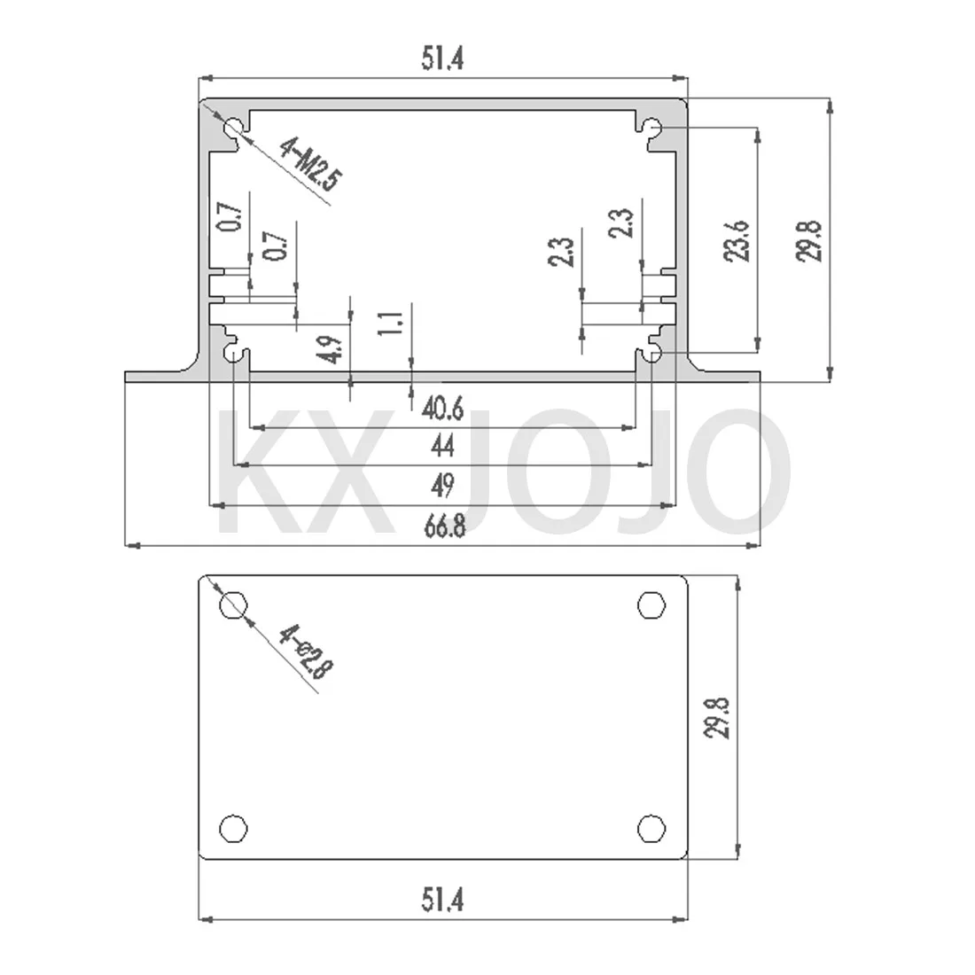 Aluminum Enclosure 67*30*80/90mm Integrated Box with Ears Waterproof Silver/Black Profile Shell Electronic Components Shell