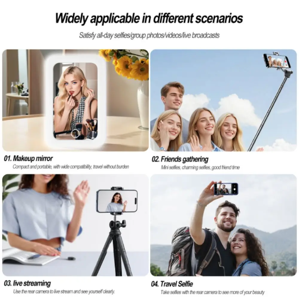 Magnetic Magnetic Selfie Mirror Wide-Angle Led Phone Selfie Mirror Mobile Back Suction Selfie Makeup Mirror Selfie