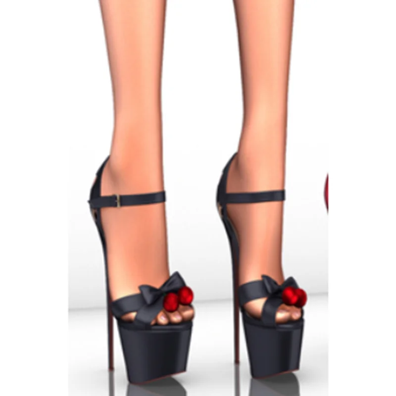

Черные сандалии на платформе с бантом и кристаллами и пряжкой, пикантная модная летняя повседневная женская обувь большого размера на тонком высоком каблуке, Zapatillas Mujer