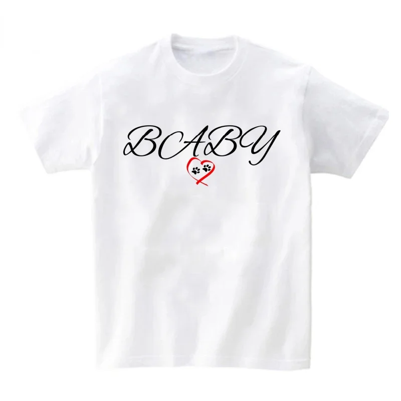 Dad/Mom/Sister/Brother/Baby Family Theme T-shirt Footprint Short Sleeve Casual Family Matching Clothing