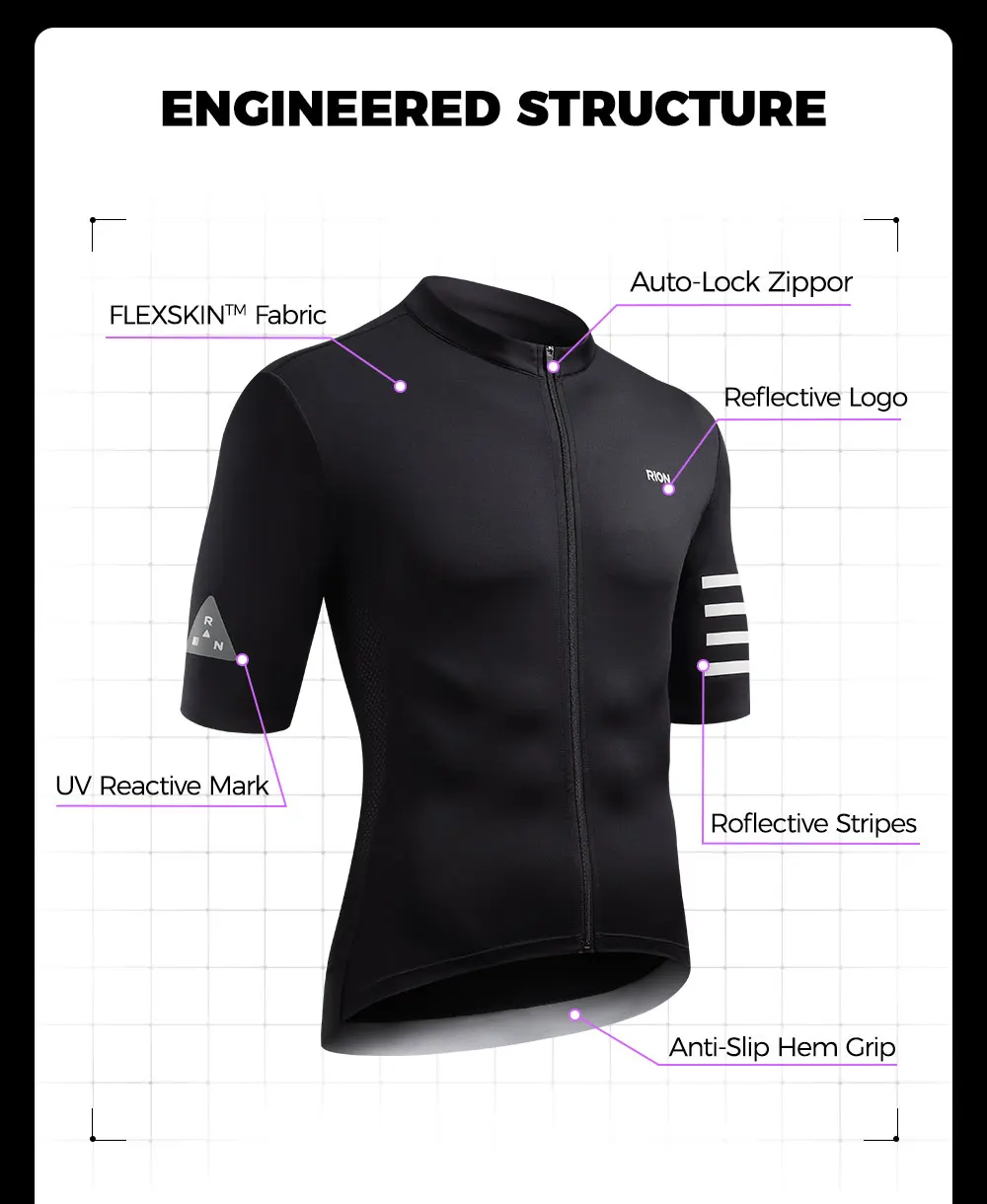RION Herren Fahrradtrikots Langarmtrikot Pro Fahrradbekleidung UPF50+ Motocross-Bekleidung Mountainbike MTB-Shirts UV-Schutz – Detail 10