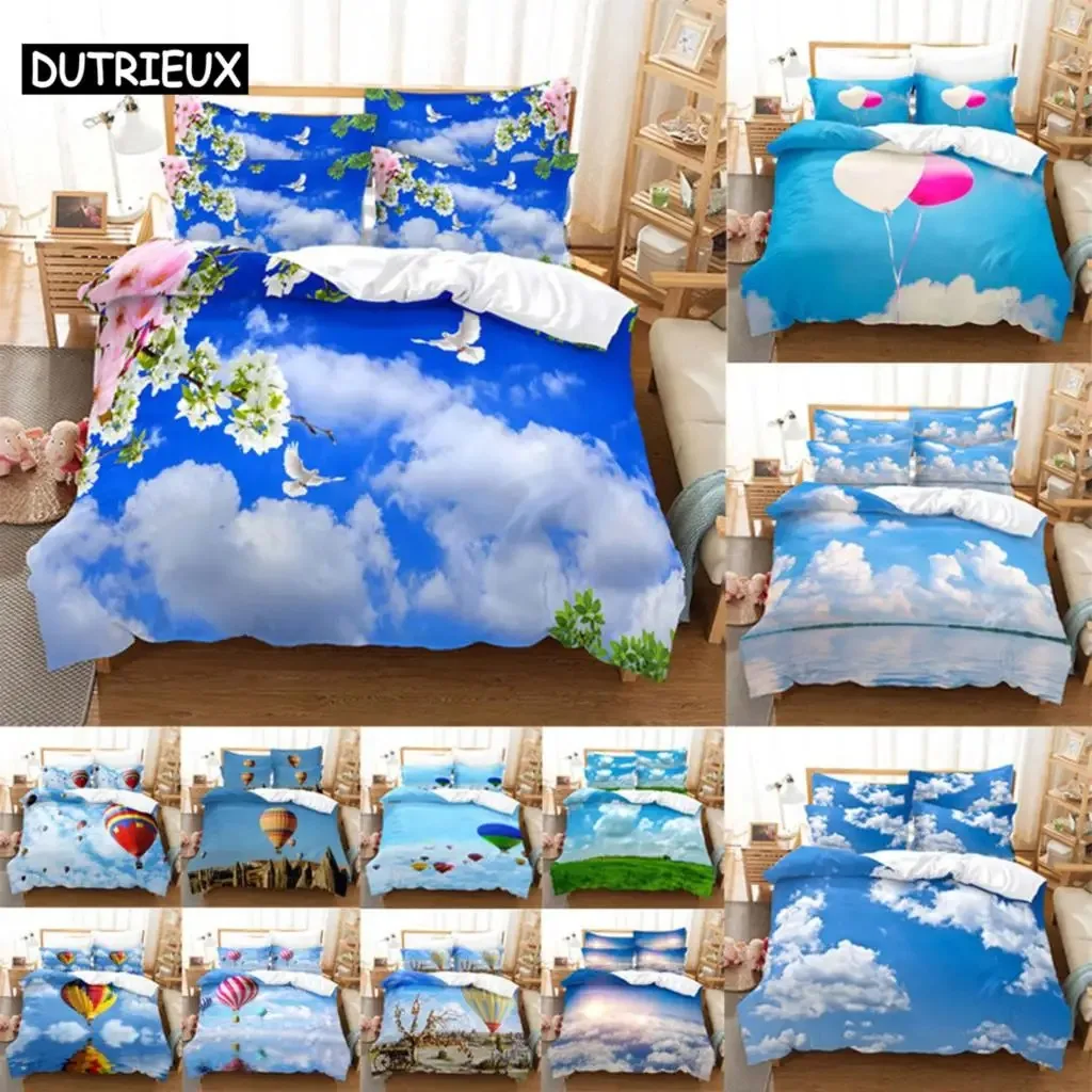 

Duvet Cover Set King Size 200x200 Quilt Covers Queen Full 3D Bedding Sets Pillowcase Linens Single Double Bed 220x240 Blue Sky