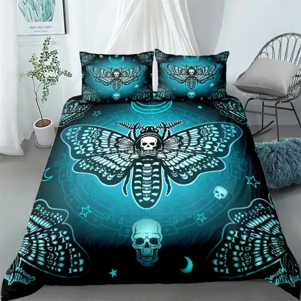 

Death Moth Bedding Set Boys Girls Twin Queen Size Gothic Skull Butterfly Duvet Cover Pillowcase Bed Kids Adult