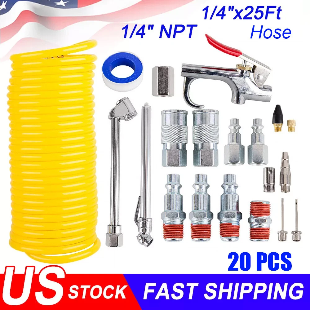20 Pcs Sets Quick Connector Pneumatic Tools Kit Air Dust Gun Coupler Sets T-Handle Steel Tire Repair Tools for All Car Models