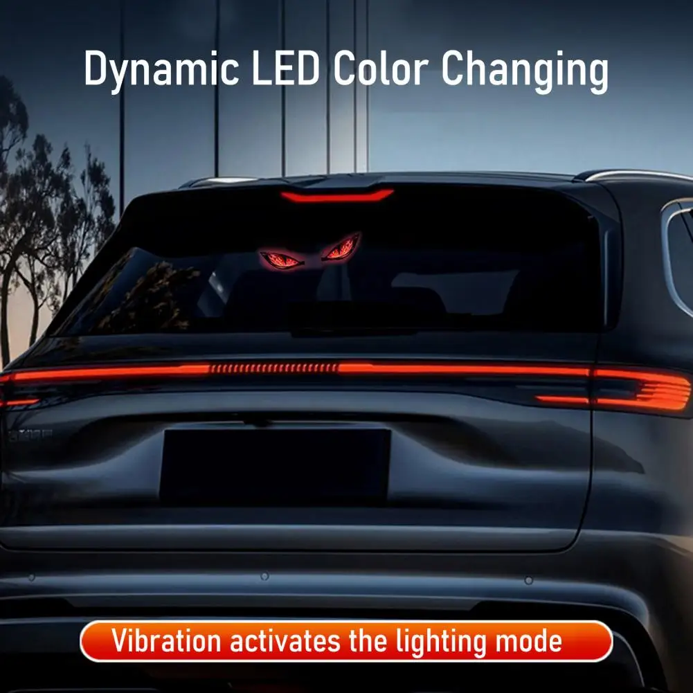Solar Devil Eyes Light for Windshield, Magnetic Installation Window Warning Sign with Three Smart Modes, LED Digital Panel, Car view 2