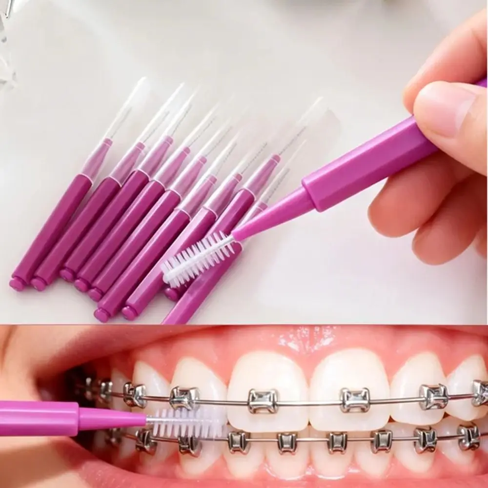 

30 шт. одноразовых щеток для брекетов, мягкие, гибкие, для чистки межзубных промежутков, профессиональная эффективная чистка