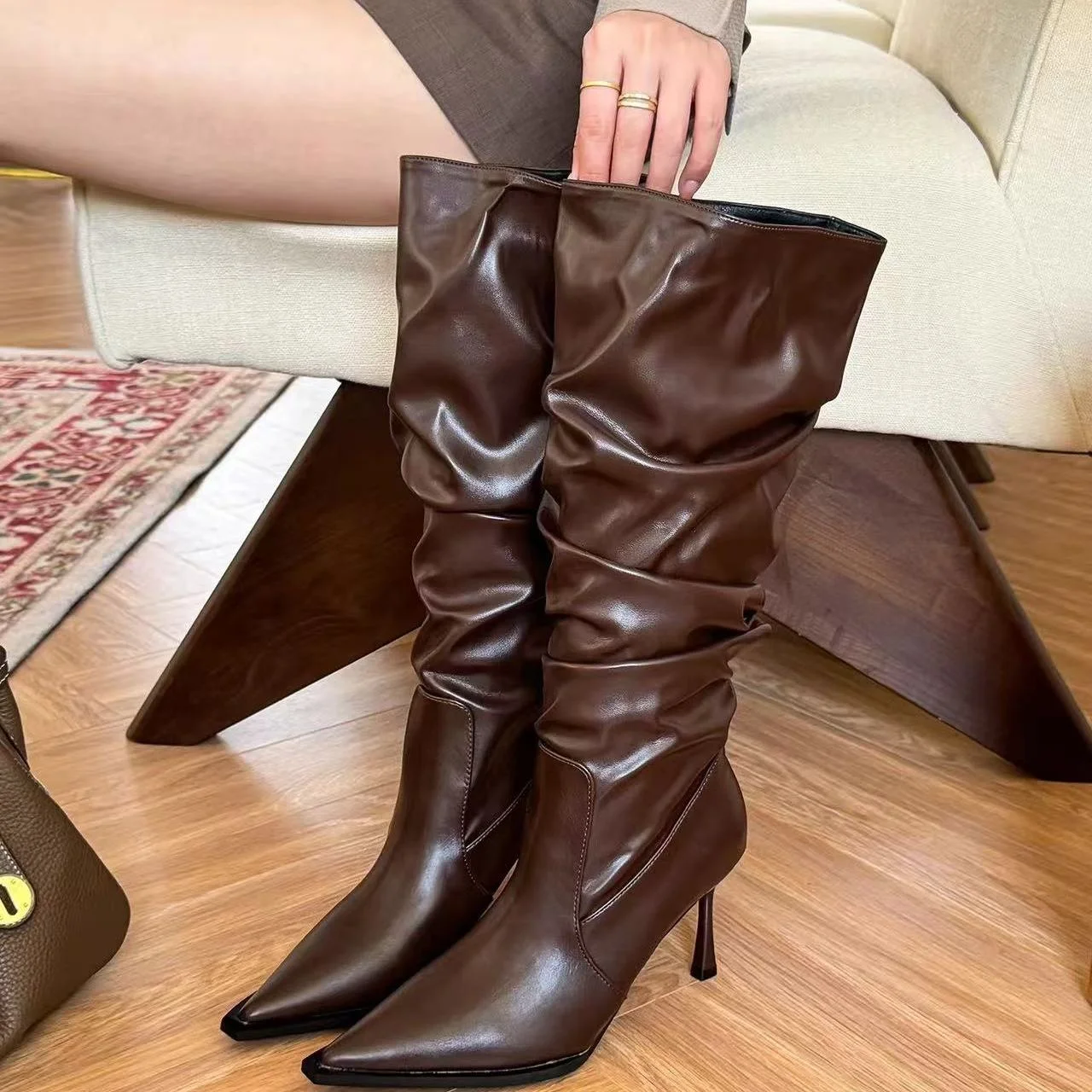 2026 New High Heel over Knee Large Tube Booties Women's Pointed Toe Fashionable Autumn Winter Waterproof Platform Long Boots