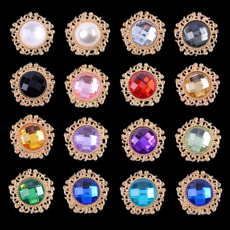

100Pcs sets of new crystal round flower plate crystal buckle DIY Korean version bride shoes and clothing hair accessories silk