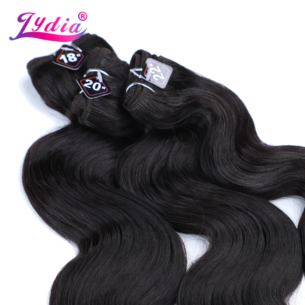 Lydia-Extensions Capillaires Synthétiques Ondulées à Coudre, Tissage Bouclé à l'Eau, Trames de Cheveux, 18, 20, 22 Pouces, 225g par Paquet, 3 Pièces/Paquet