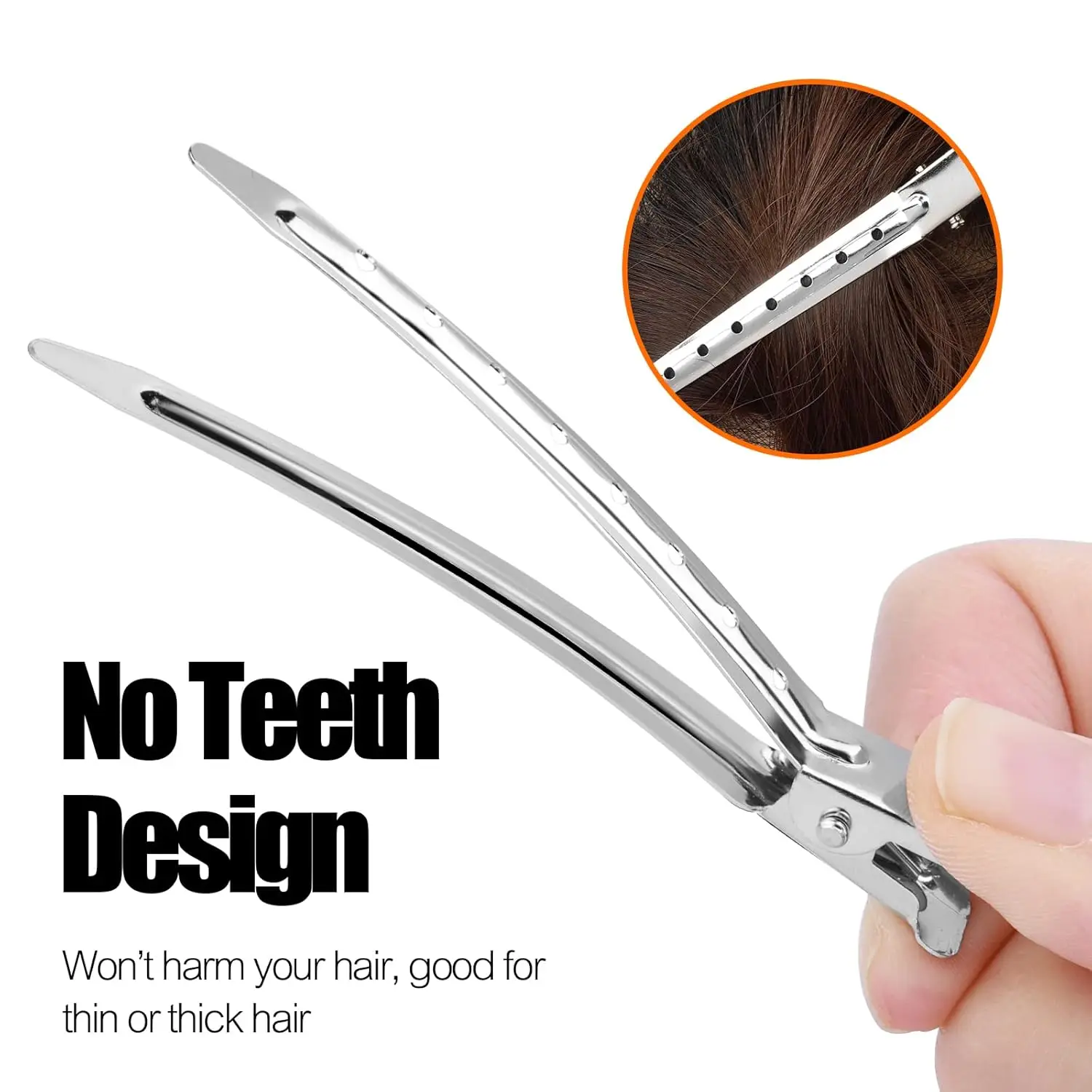 5/10/20/30pcs Women's Long Hair Duckbill Metal Crocodile Clips Styling Sectioning Curling Iron Salon Silvery