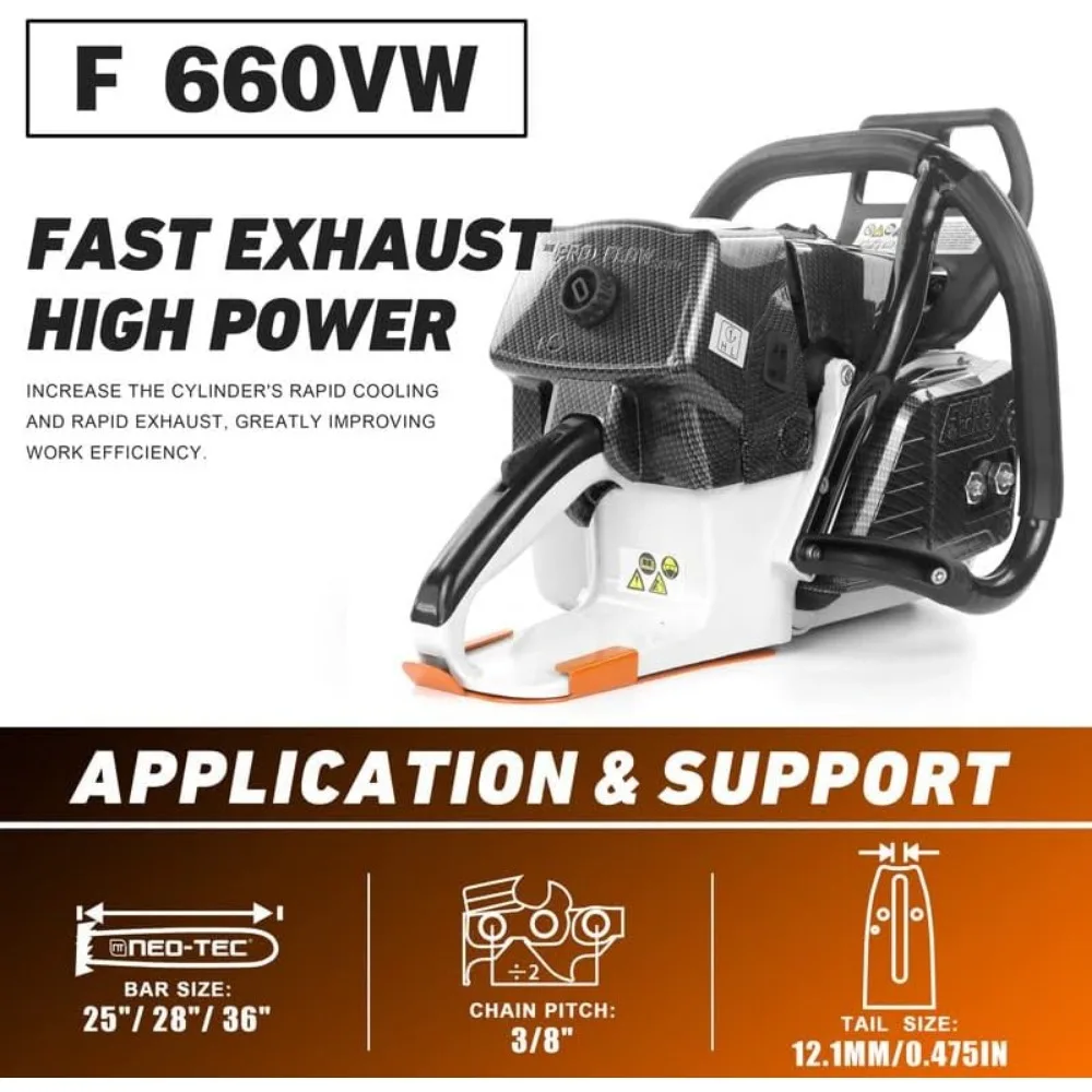 F660VW 24/25 بوصة منشار الغاز، منشار NEOTEC جميع الأجزاء المتوافقة مع MS660 G660