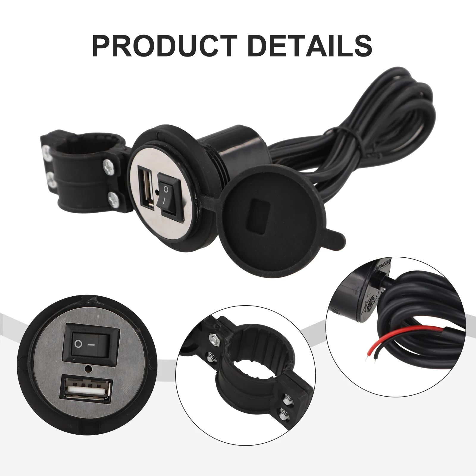 USB Motorcycle Charger With Switch 1.2 Meters 12V ABS Electric Car Mobile Phone Power Adapter Socket Practical