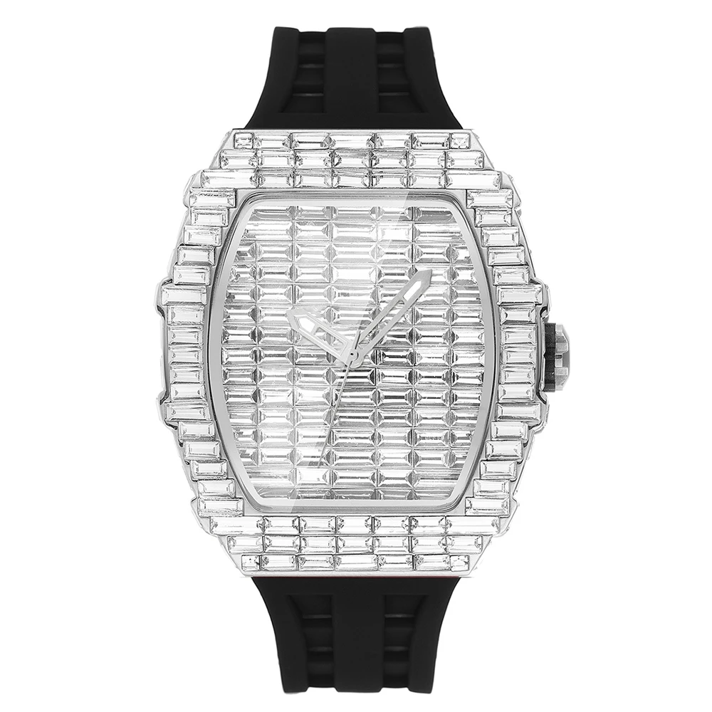 Men's Creative Full Square Diamond Watch, Gift Box