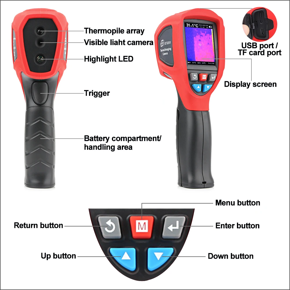 RZ Infrared Thermal Imager Resolution 320 x 240 pixels Handheld Thermal Imager Infrared Thermometer  Measurement Range -4℉-752℉