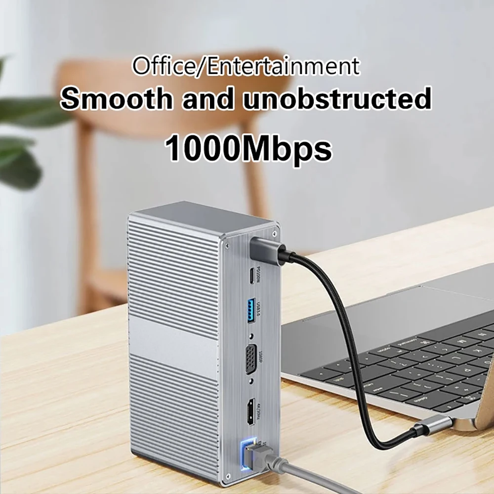 13-in-1 Verticaal Dockingstation Desktop USB C Dockingstation HDMI 4K/Gigabit Ethernet/VGA 1080P/PD100W/USB3.0 voor PC Laptop