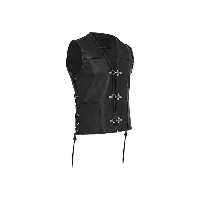 Gilet en cuir Vintage pour hommes, simple boutonnage, haut sans manches, punk, chevalier médiéval, g