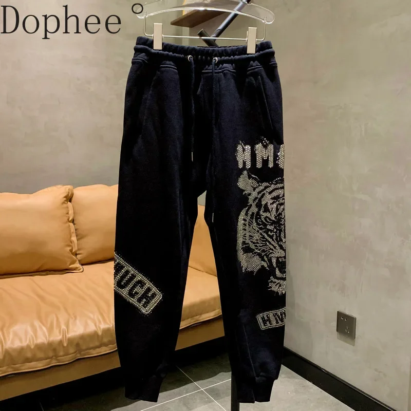 

Mighty Tiger Hot Drilling Sports Pants Streetwear Handsome Men/women Sweatpants 2025 New Spring Summer Casual Black Harem Pants