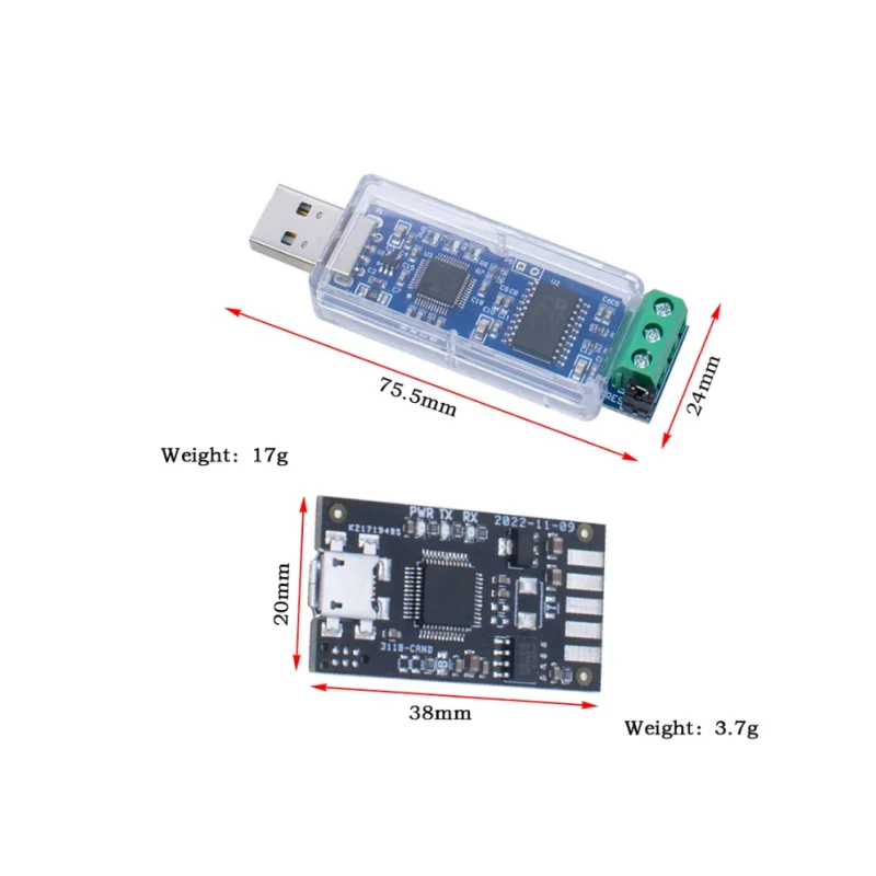 Pode CAN Analisador Adaptador, Debugger Canbus, CandleLight, USB, Totalmente Isolado, Versão Não Isolada