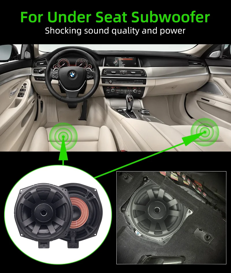 Sennuopu Subwoofer Under the Seat for BMW Car Subwoofer 160W RMS Bass Speaker  for E60 E46 F10 F11 Car Stereos