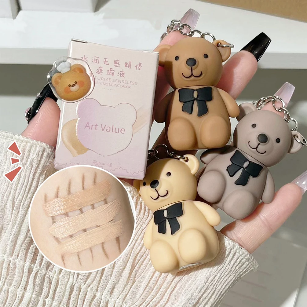 Cute Bear Face Makeup Concealer Stick Moisturizing Liquid Contouring Foundation Waterproof Full Cover Acne Dark Circles Cream