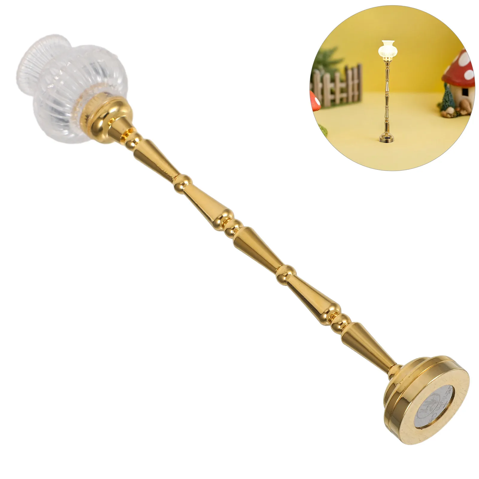 Mini Dollhouse Floor Lamp 1:12 Scale Led Miniature Lighting Battery Operated Small Table Light For Indoor Outdoor Decor, Mini