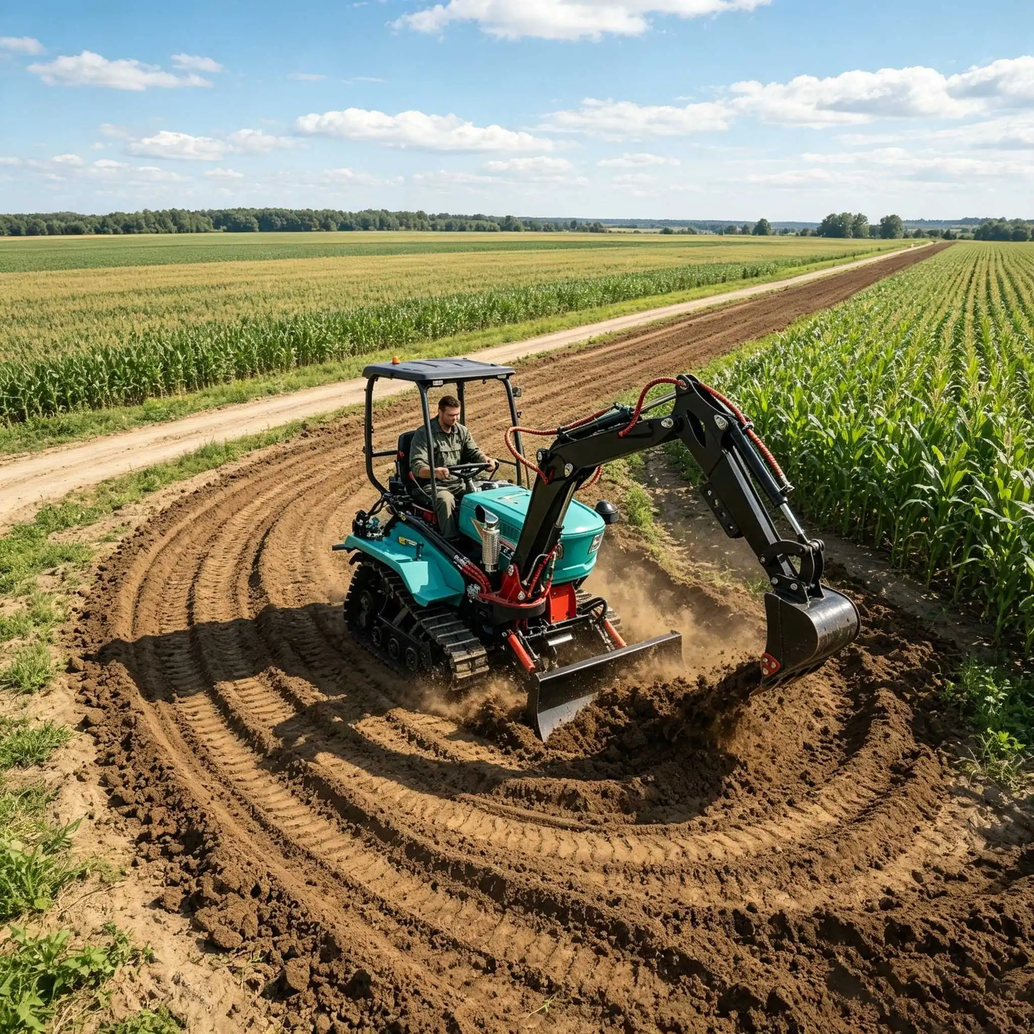 Mini tracteur chenillé très demandé, livraison gratuite, excavatrice légère pour aménagement paysager et travaux d'excavation de jardins.