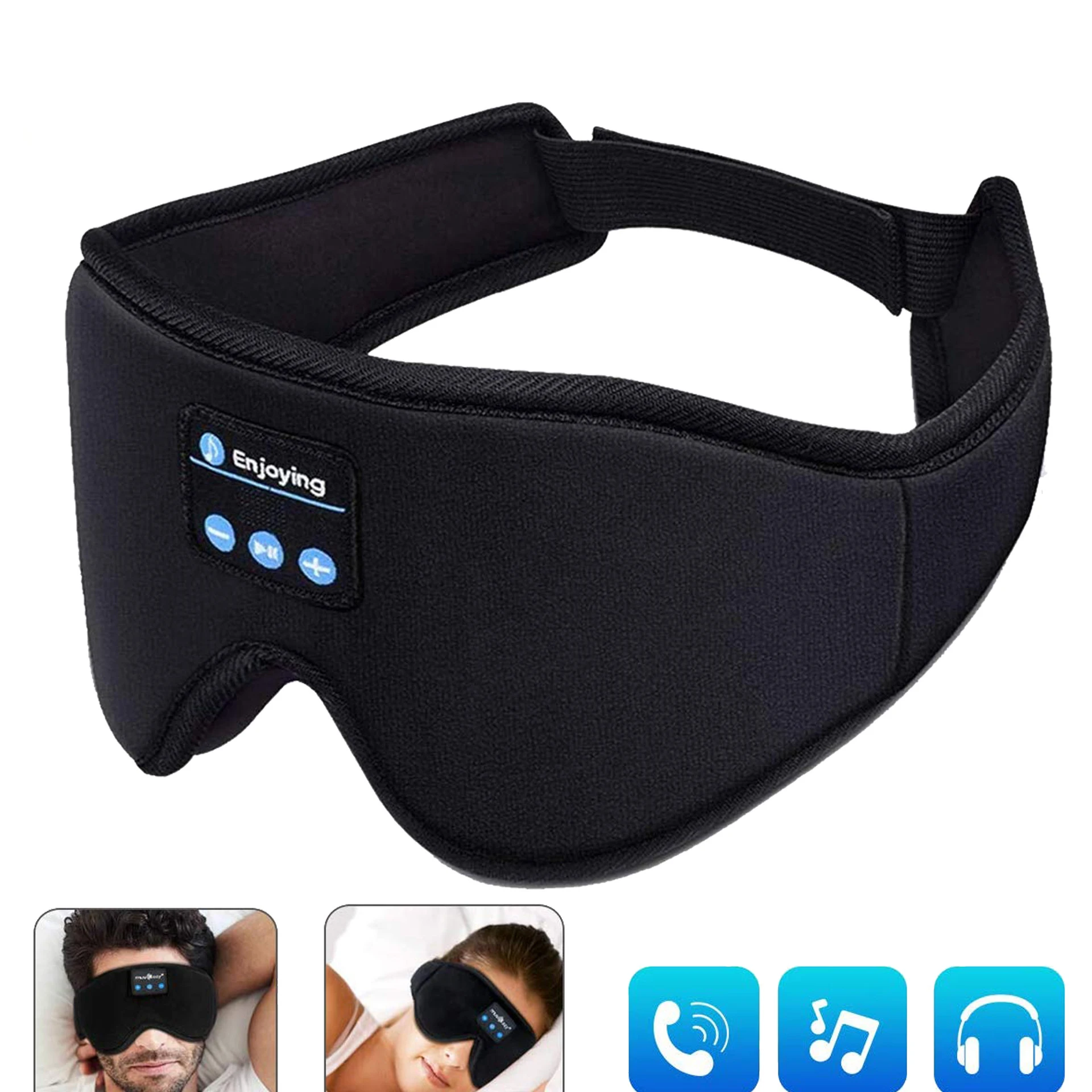 Sleeping Mask 3D Eye Mask HeadSet Headband Soft Elastic Comfortable Wireless Music Headset Eye Mask With Mic For Side Sleepers