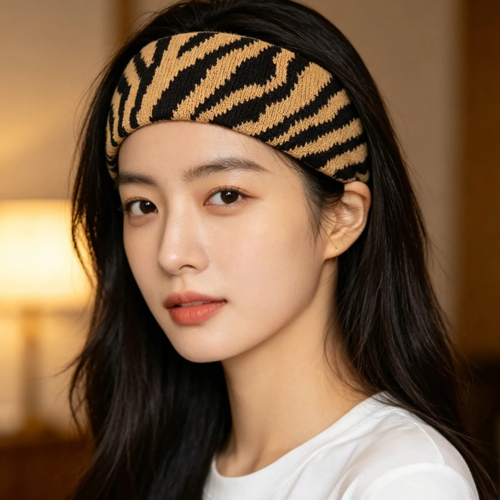Zebra Print Elastic Hairband Soft Stretch Headband Comfortable Hair Styling Accessory for Women and Girls