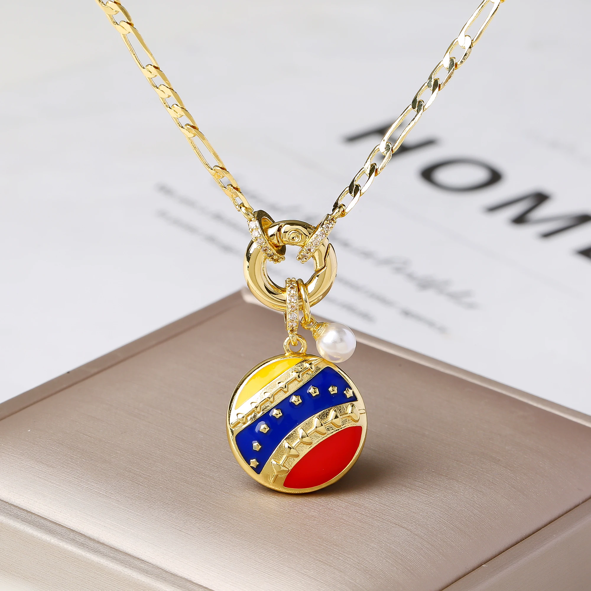 Classic Venezuela Gift Flag Cross Violin Bird Pendant Necklace Simple for Man Woman Party Birthday Jewelry National Day Choker