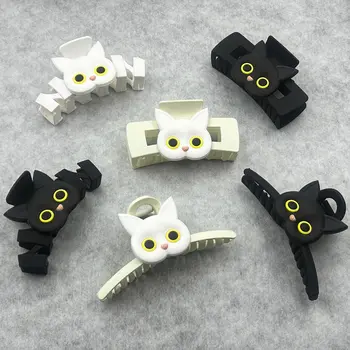 全新可愛黑白貓爪髮夾大髮爪韓版女少女髮卡螃蟹髮夾時尚髮飾 10 最佳銷售 貓毛夾 - №10