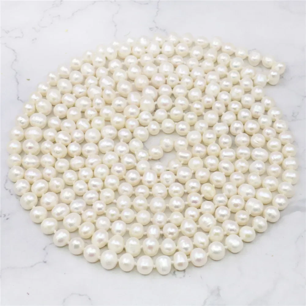 

LONG 80 INCHES 7-8MM WHITE AKOYA CULTURED PEARL NECKLACE beads Hand Made jewelry making Natural Stone YE2077 Wholesale Price