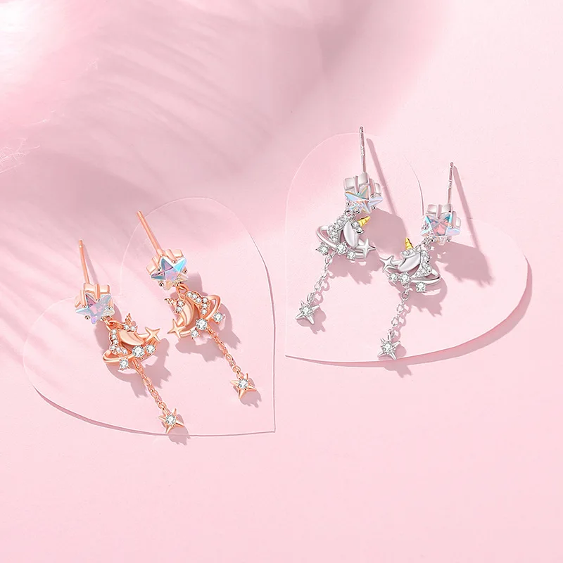 Thaya S925 Silver Women Crystal Earrings Unicorn Design Fashion Female Earring Dangle Wedding Party Engagement Fine Jewelry Gift