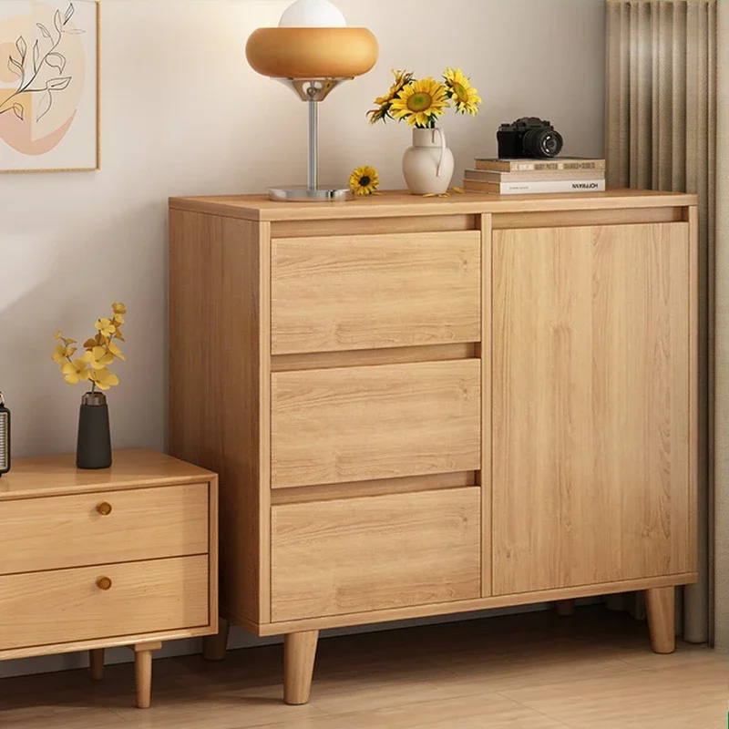 #Multifunctional Movable Kitchen Storage Cabinet Sideboard Organizer with Rock Board Material Adjustable Shelves Dining Room Hom