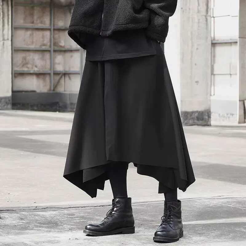 

Irregular Dark Men's Couples Design New Personality Hem With A Casual Loose-Fitting Wide Leg Nine Cent Pants