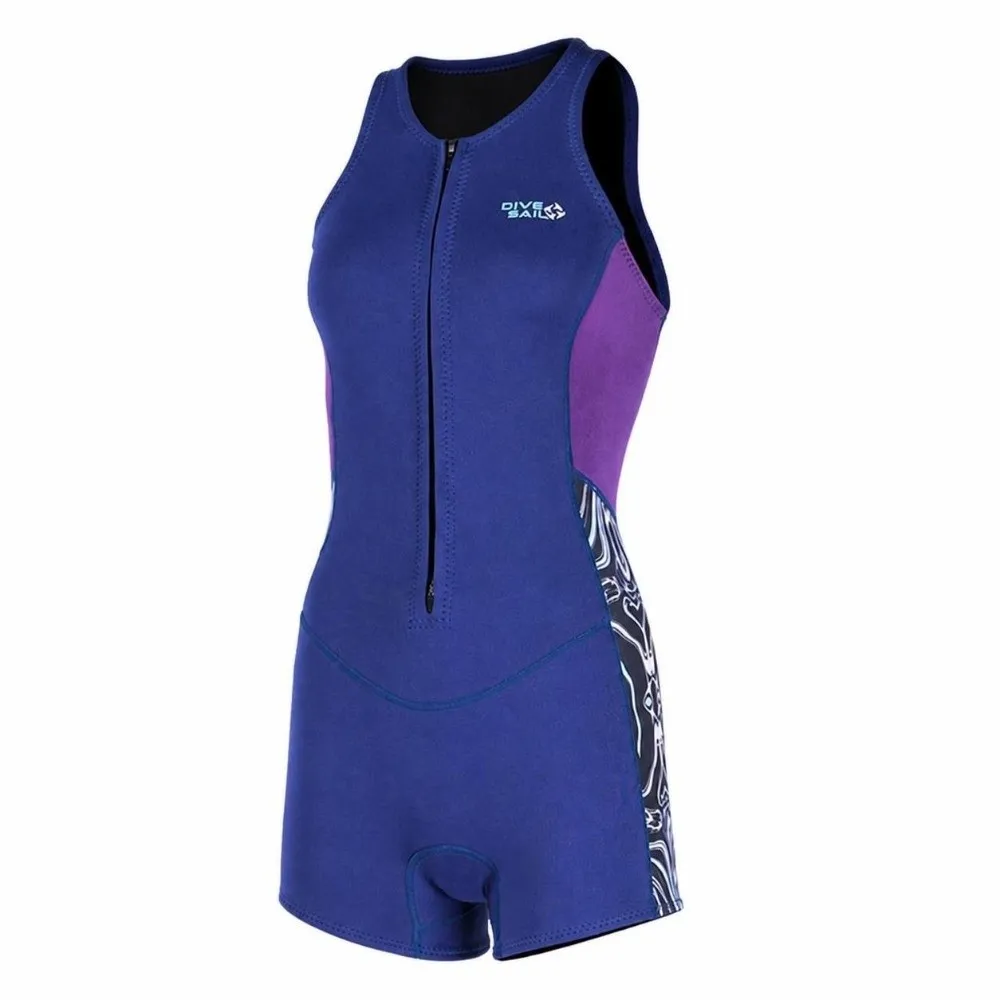 Thermal 2mm/ 0.08in Thickness Wetsuit Sleeveless Front Zipper Diving Suit Neoprene Full Body Swimsuit Swimming
