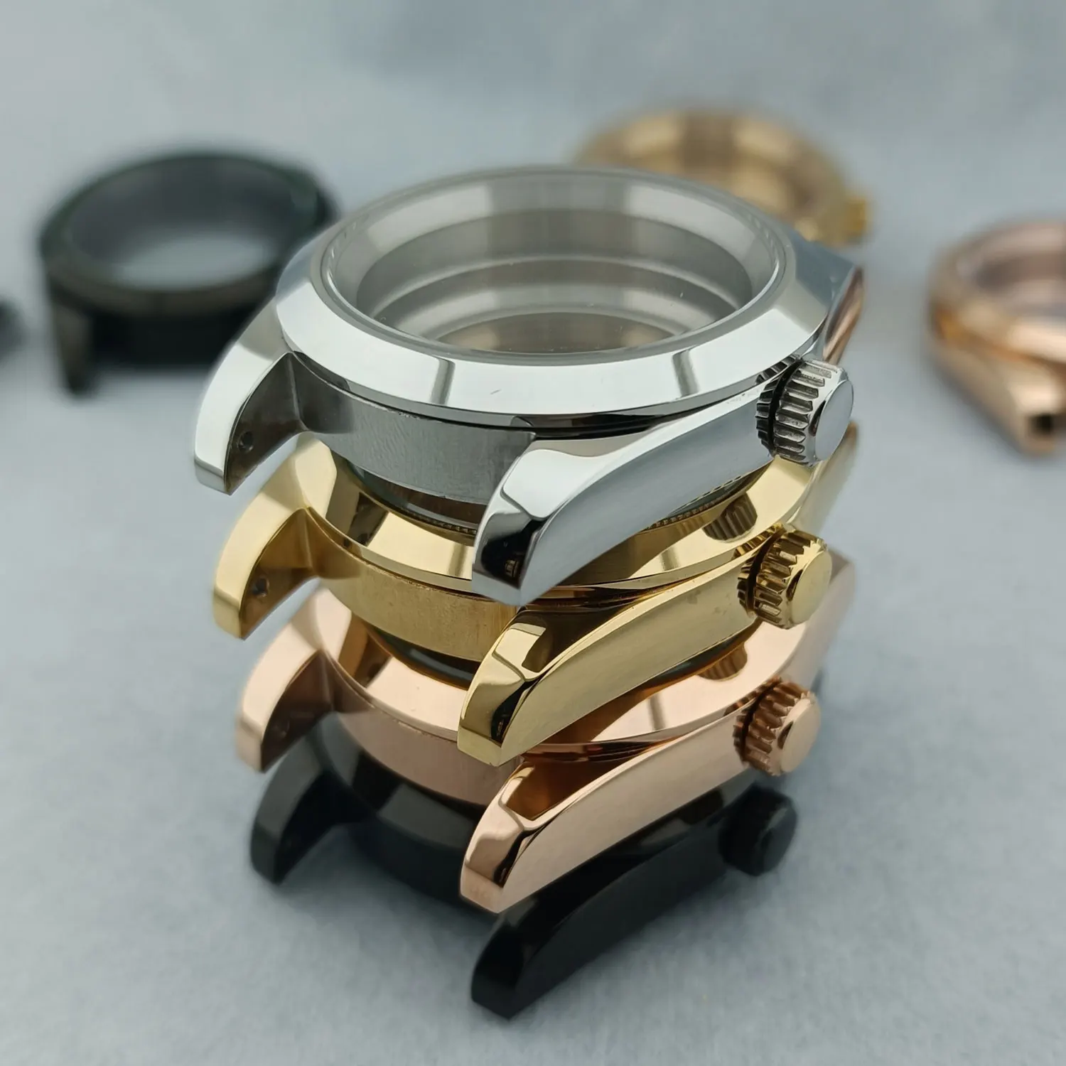 40 مللي متر NH35 ساعة حافظة الياقوت الفولاذ المقاوم للصدأ مشطوف حواف 100 متر مقاوم للماء يناسب NH34 NH35 NH36 حركة