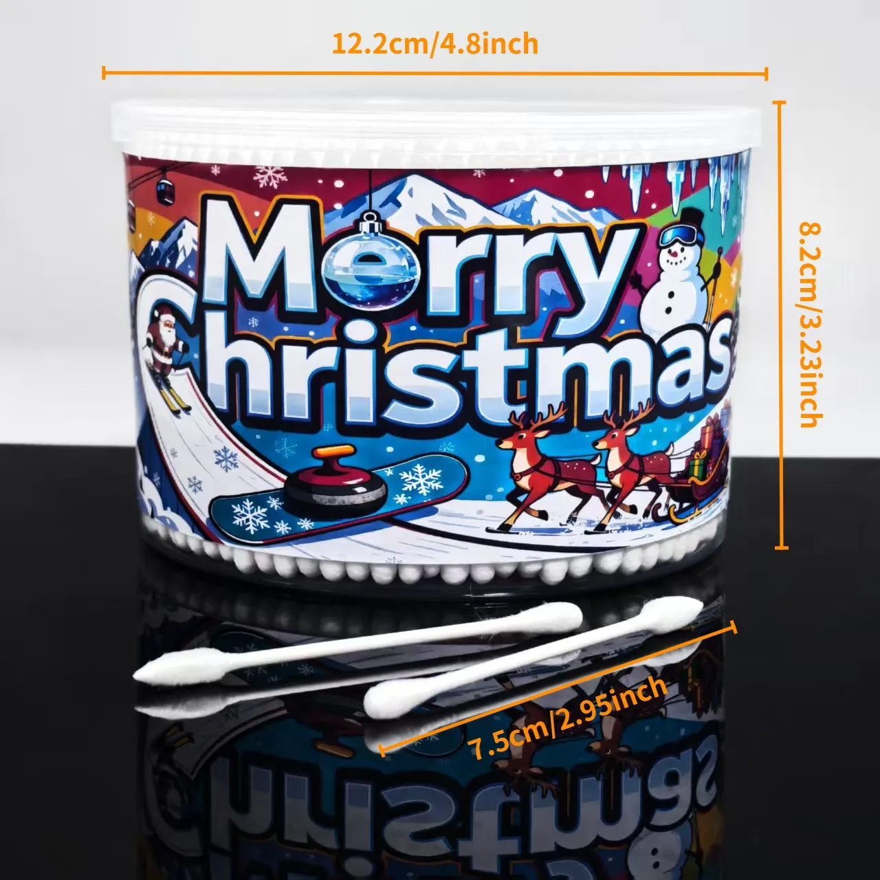 500 قطعة من مسحات القطن الأبيض المزدوجة على شكل عيد الميلاد، مسحات قطنية مستديرة حادة مزدوجة الأطراف لهدايا العطلات