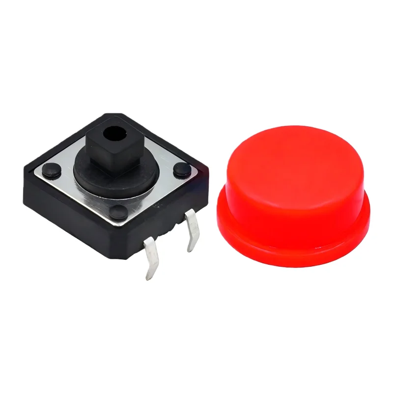 10 قطعة مفتاح اللمس 12X12X7.3H ، زر محلي + غطاء زر اللون ، مفتاح إدخال مستقيم 4 دبابيس ، زر اللمس