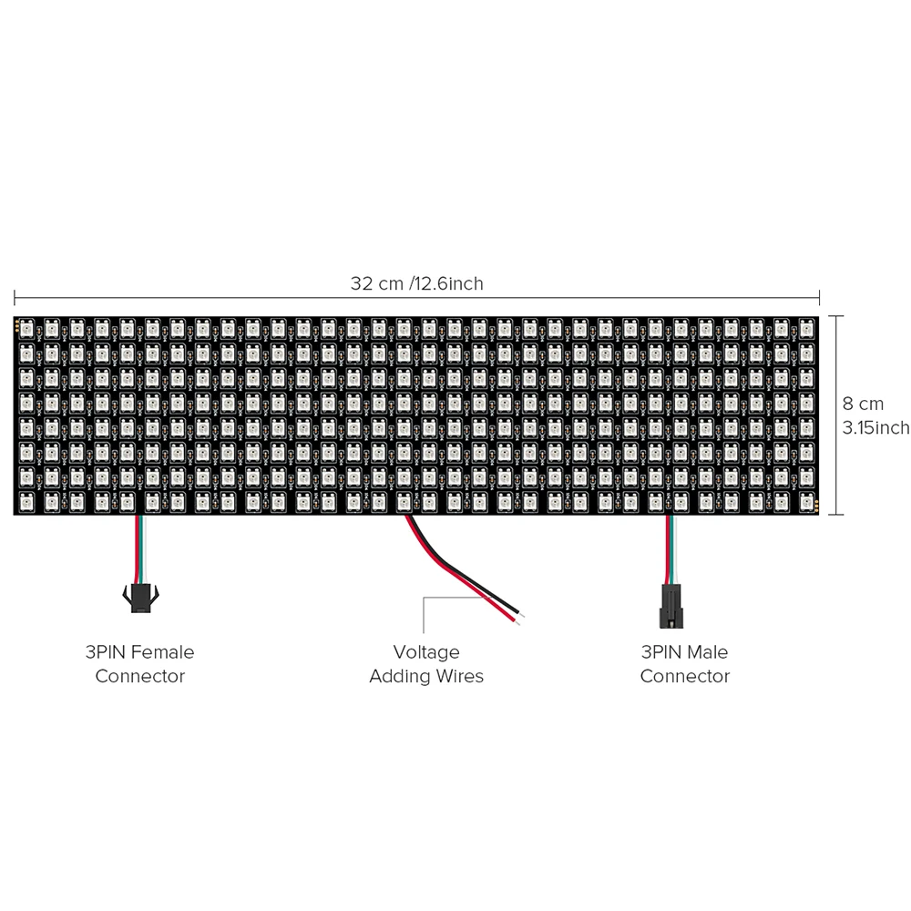 5pcs WS2812B RGB Panel Screen 8x8 16x16 8x32 256 Pixels Digital Flexible LED Programmed Individually Addressable Full Color DC5V