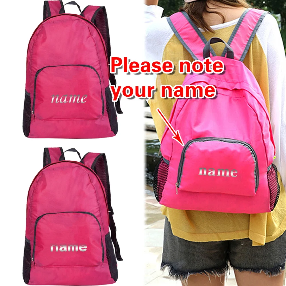 

Персонализированное имя, пылезащитный складной рюкзак, большая вместимость, спортивный рюкзак на открытом воздухе, легкие походные дорожные сумки для хранения