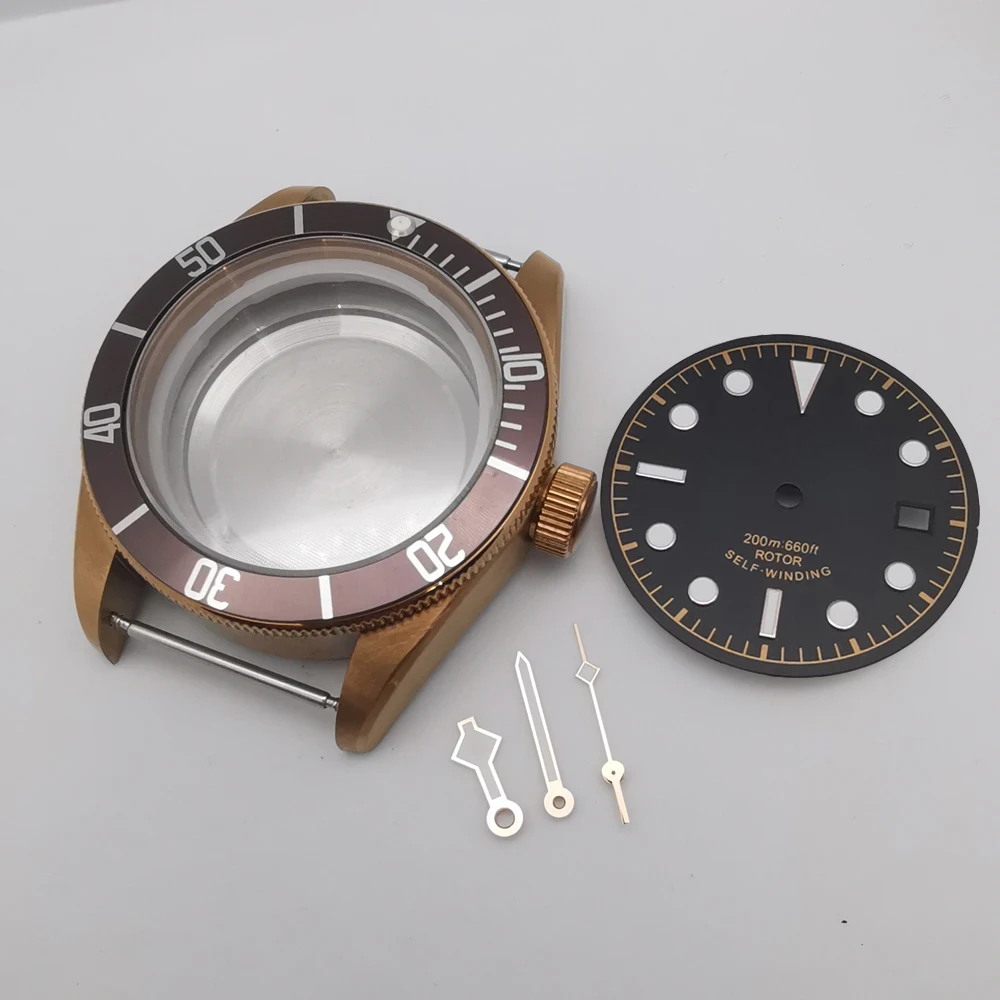 41mm brass caoted sapphire glass watch case sterile dial hands fit NH35 NH36 ETA2824 miyota8215 GD3804/2813 movement