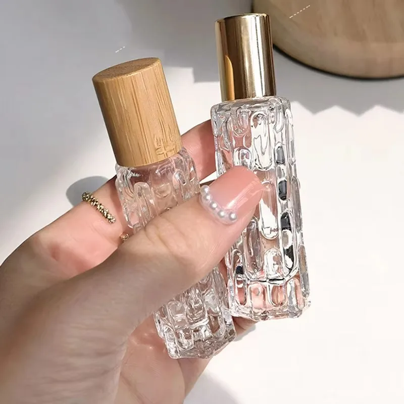 10ml Portable Thick Glass Roller Essential Oil Perfume With Balls Bottles Travel Refillable Rollerball Vial Travel Roll On Vials